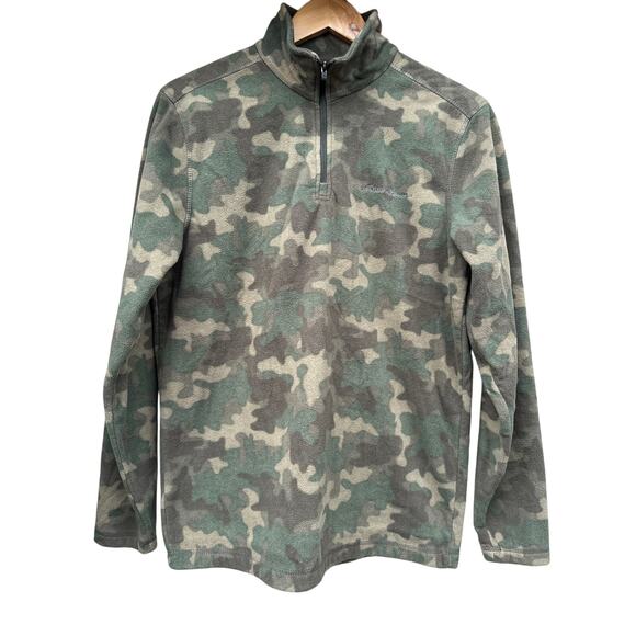 Eddie Bauer Men’s Camouflage Fleece Small Green Jacket Outdoor Hiking Pullover - Picture 1 of 7